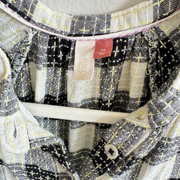 Anthropologie Pilcro Breezy Button Down Plaid Hand Stitch - Picture 9 of 11